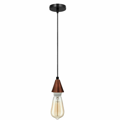 Vintage Cone Copper Pendant Holder Black Pendant Set with Copper Ceiling Rose~4280