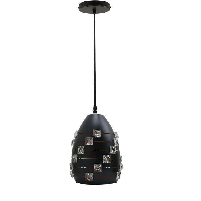 LEDSone Modern Crystal Pendant Light Metal Black LED Ceiling Light ~5521