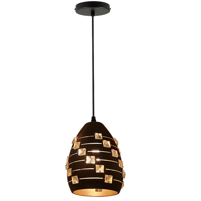LEDSone Modern Crystal Pendant Light Metal Black LED Ceiling Light ~5521