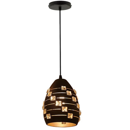 LEDSone Modern Crystal Pendant Light Metal Black LED Ceiling Light ~5521