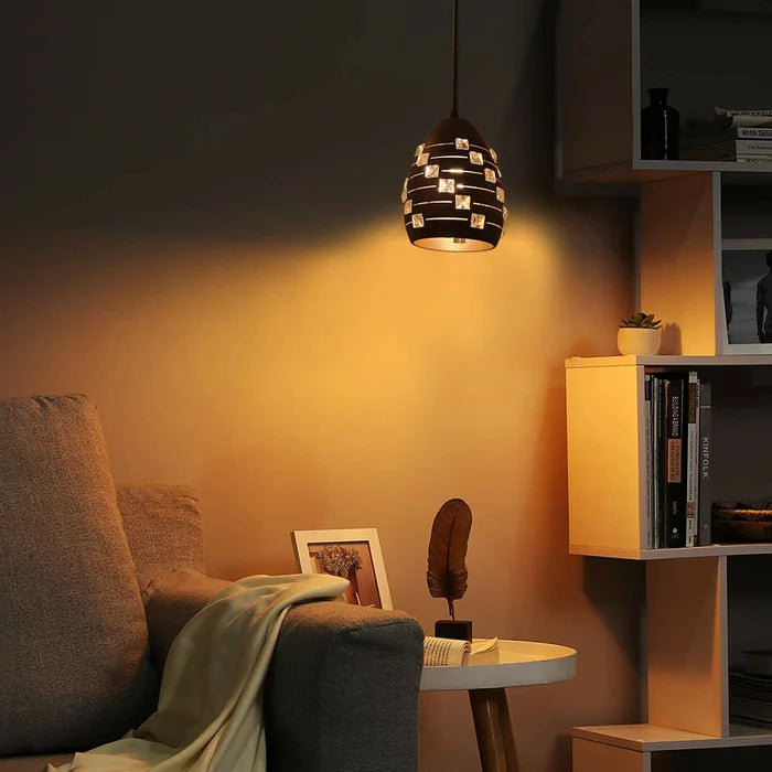 LEDSone Modern Crystal Pendant Light Metal Black LED Ceiling Light ~5521