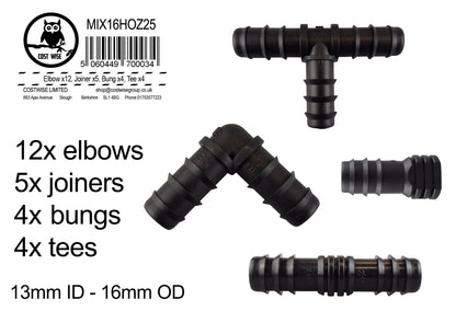 Mix 1/2in Barb Connectors HOZ25 Drip Irrigation Fitting Pipe and Water Fitting