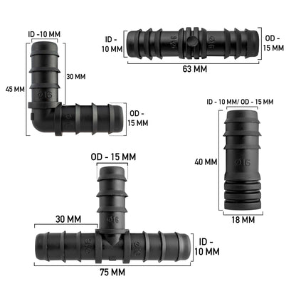 Mix 1/2in Barb Connectors HOZ25 Drip Irrigation Fitting Pipe and Water Fitting