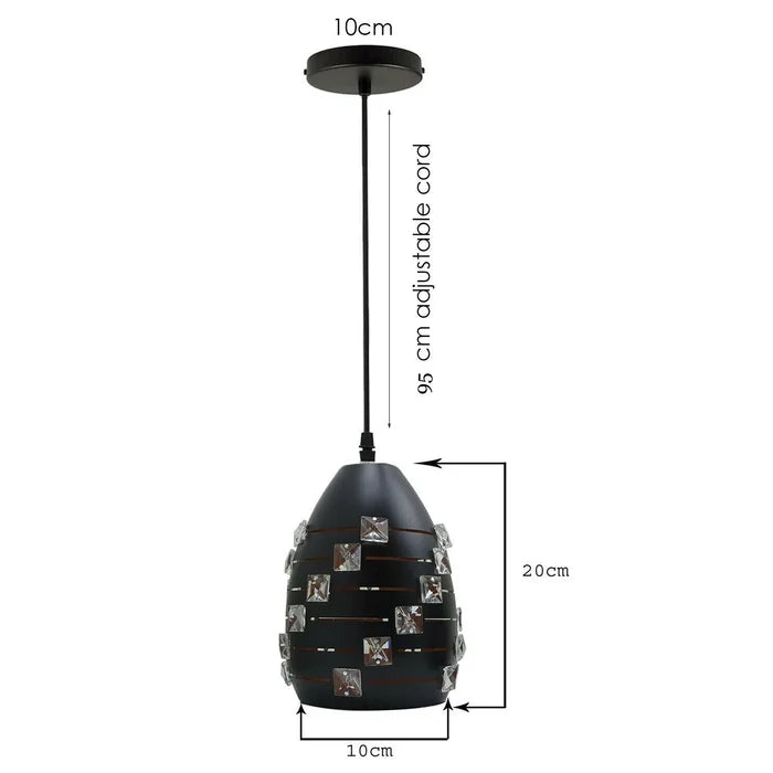 LEDSone Modern Crystal Pendant Light Metal Black LED Ceiling Light ~5521