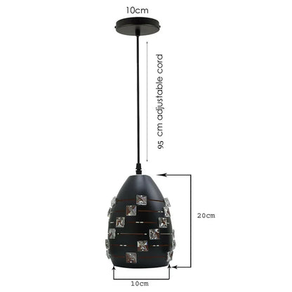 LEDSone Modern Crystal Pendant Light Metal Black LED Ceiling Light ~5521