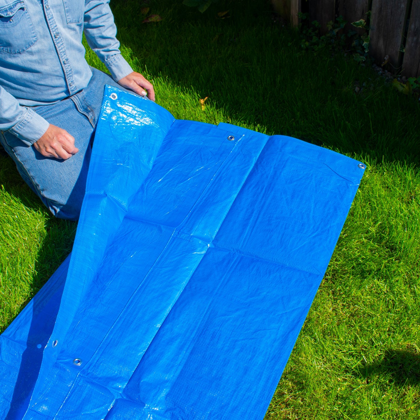 Blue S-Grade Tarpaulin 3m x 4m Waterproof Tarpaulin Cover Outdoor Ground Sheet