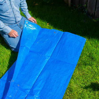Blue S-Grade Tarpaulin 3m x 4m Waterproof Tarpaulin Cover Outdoor Ground Sheet