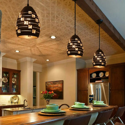 LEDSone Modern Crystal Pendant Light Metal Black LED Ceiling Light ~5521